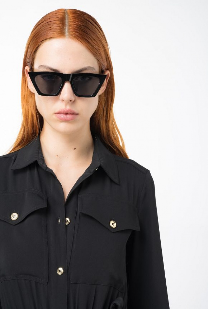 Pinko Utility Shirt Dress LIMO BLACK | SN-PKO33065