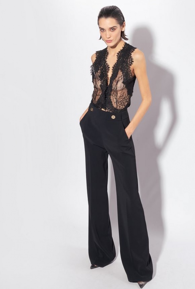 Pinko Valenciennes Lace Vest LIMO BLACK | SN-PKO33210