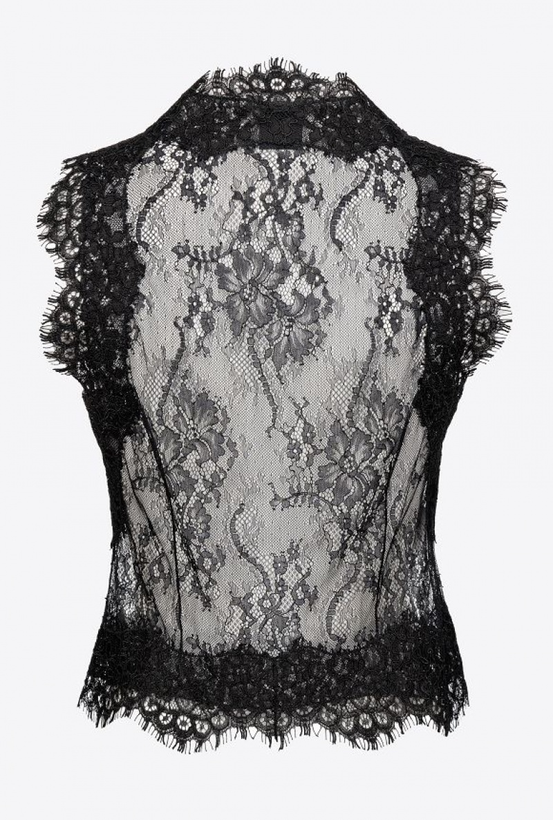 Pinko Valenciennes Lace Vest LIMO BLACK | SN-PKO33210