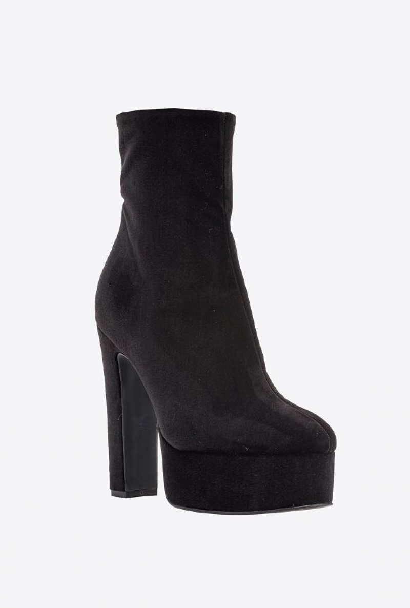 Pinko Velvet Ankle Boots LIMO BLACK | SN-PKO34139