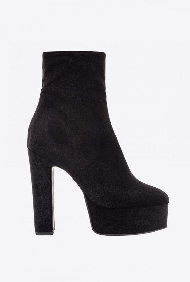 Pinko Velvet Ankle Boots LIMO BLACK | SN-PKO34139