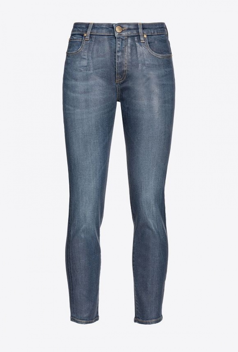 Pinko Wet-look Denim Skinny Jeans DARK WASH | SN-PKO34012