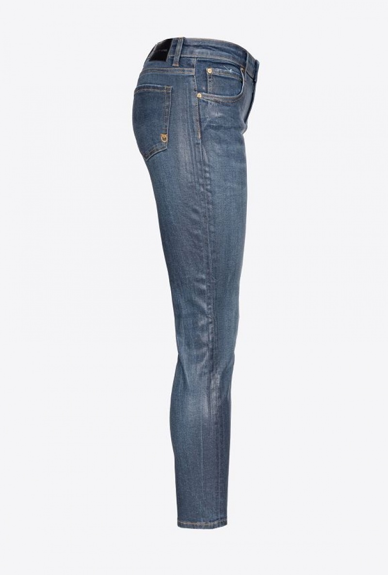 Pinko Wet-look Denim Skinny Jeans DARK WASH | SN-PKO34012