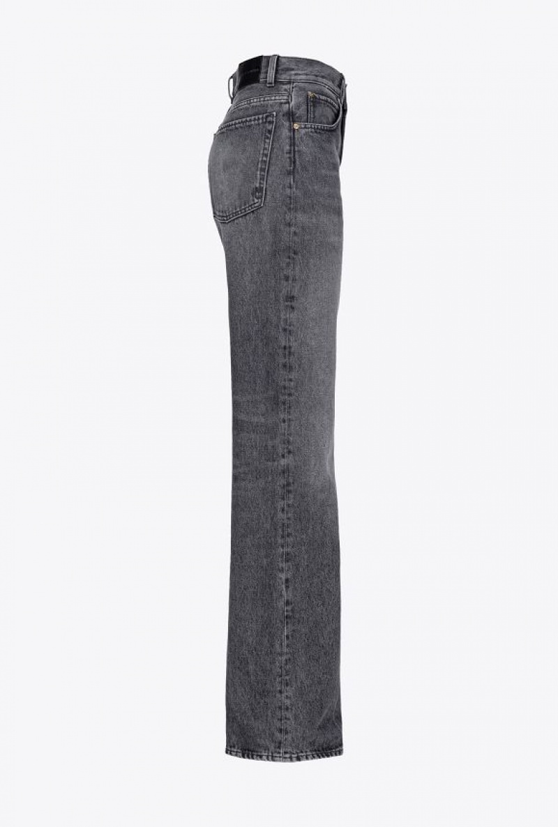 Pinko Wide-leg Black Denim Jeans DARK GREY DIRTY WASH | SN-PKO34032