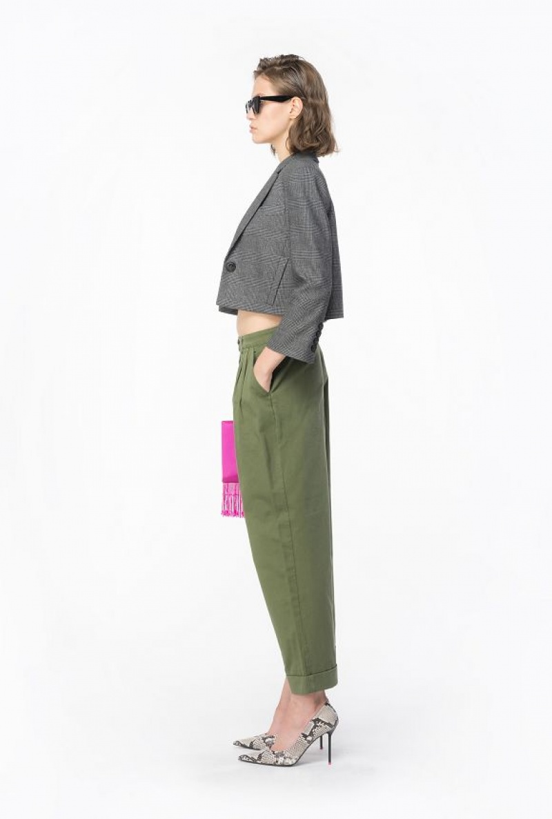 Pinko Wide-leg Gabardine Trousers CYPRESS GREEN | SN-PKO33777