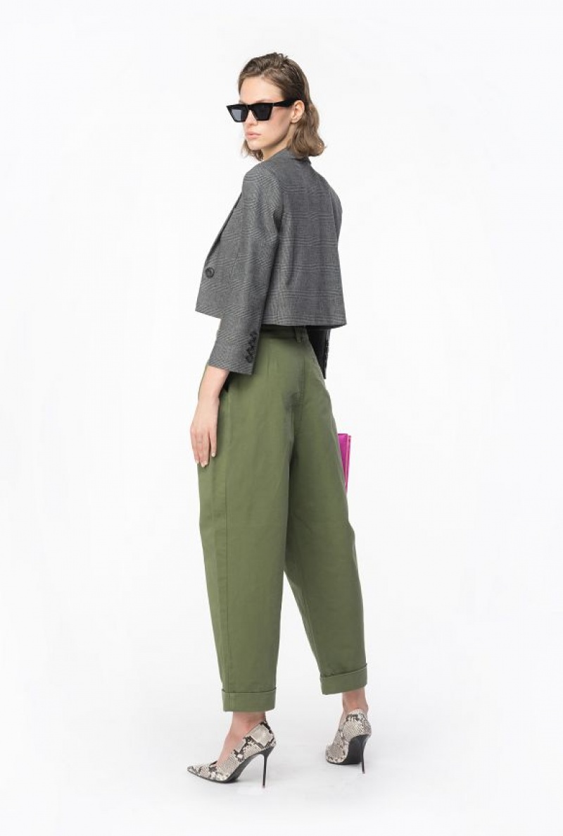 Pinko Wide-leg Gabardine Trousers CYPRESS GREEN | SN-PKO33777