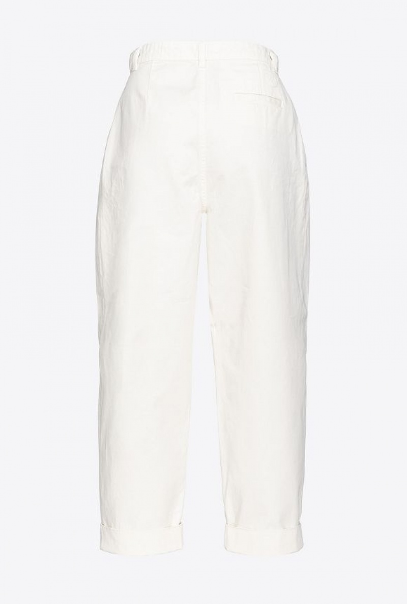 Pinko Wide-leg Gabardine Trousers VANILLA ICE-CREAM WHITE | SN-PKO33727