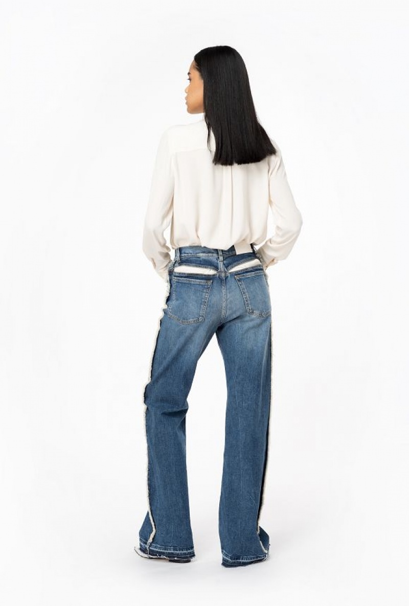 Pinko Wide-leg Jeans With Cut-out MEDIUM DARK VINTAGE WASH | SN-PKO33990