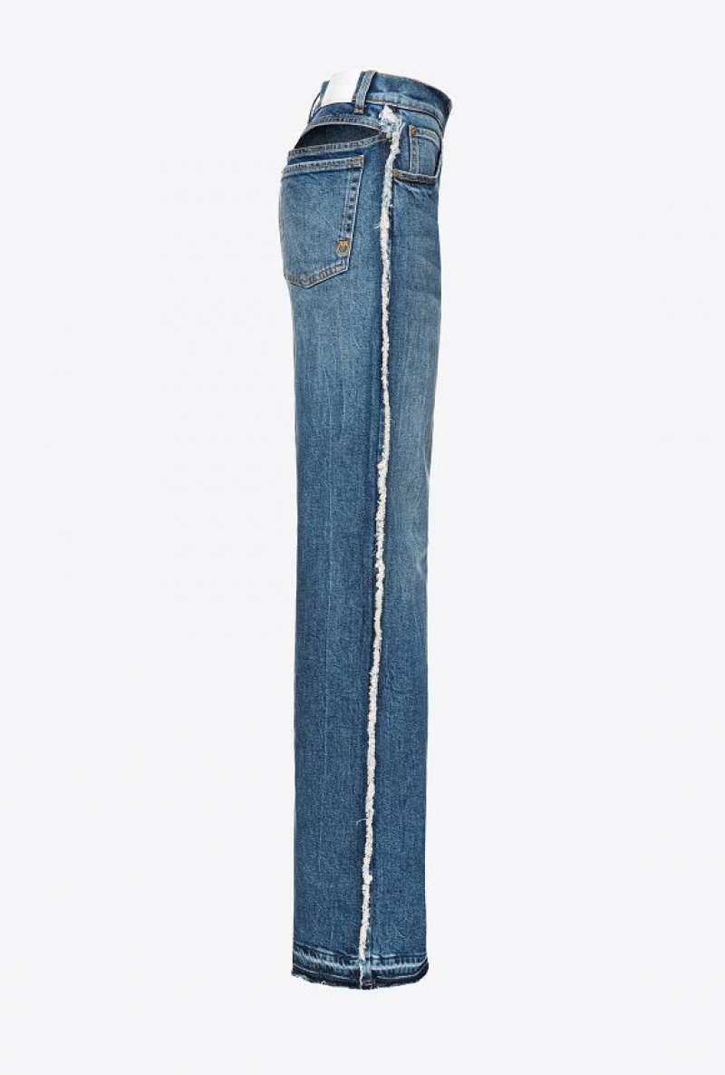 Pinko Wide-leg Jeans With Cut-out MEDIUM DARK VINTAGE WASH | SN-PKO33990