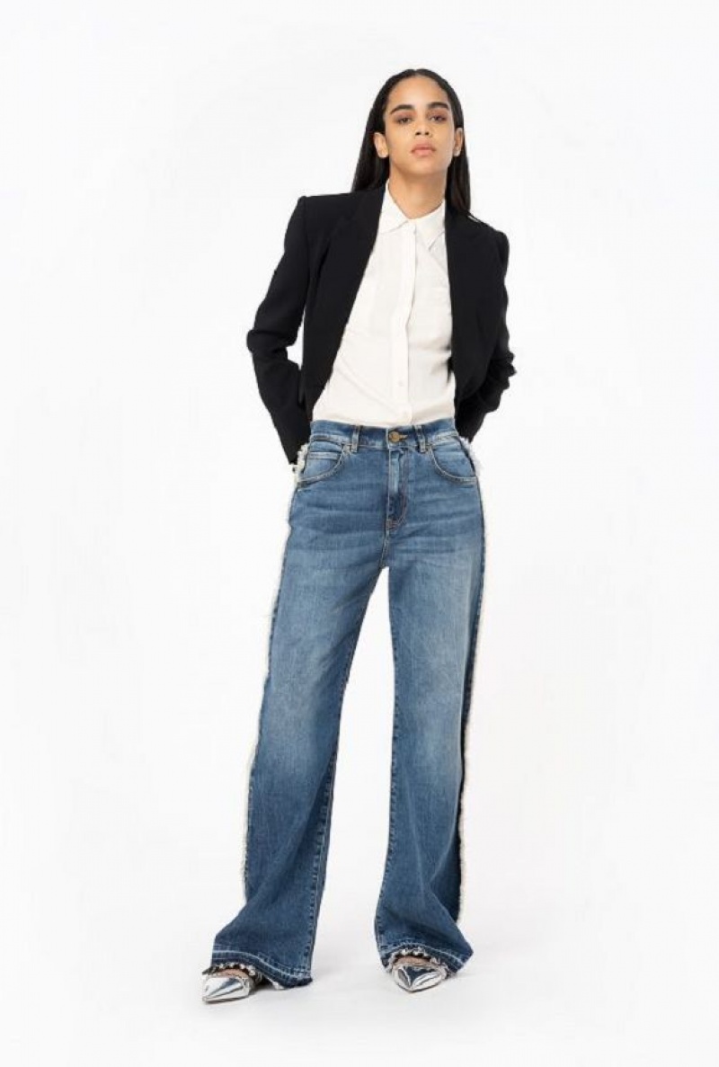 Pinko Wide-leg Jeans With Cut-out MEDIUM DARK VINTAGE WASH | SN-PKO33990