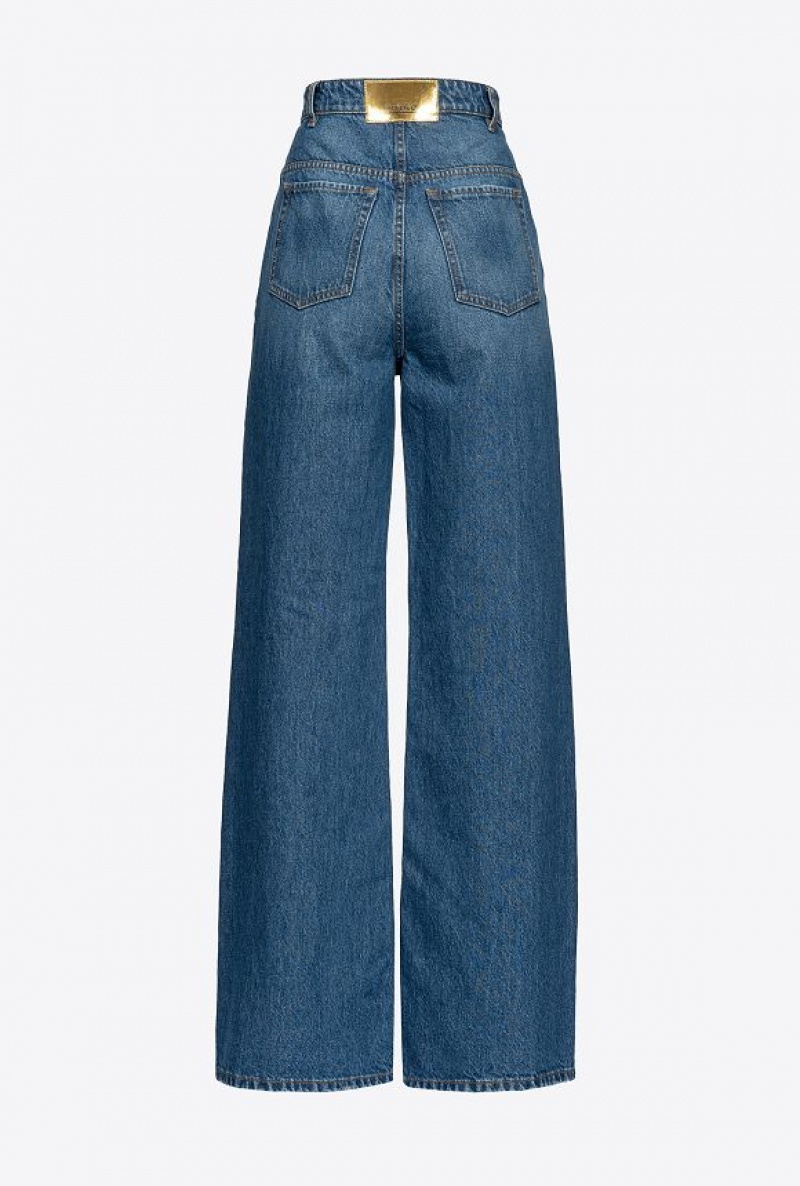 Pinko Wide-leg Jeans With Jewel Buttons DOLP. PORCELAIN BLUE | SN-PKO33994