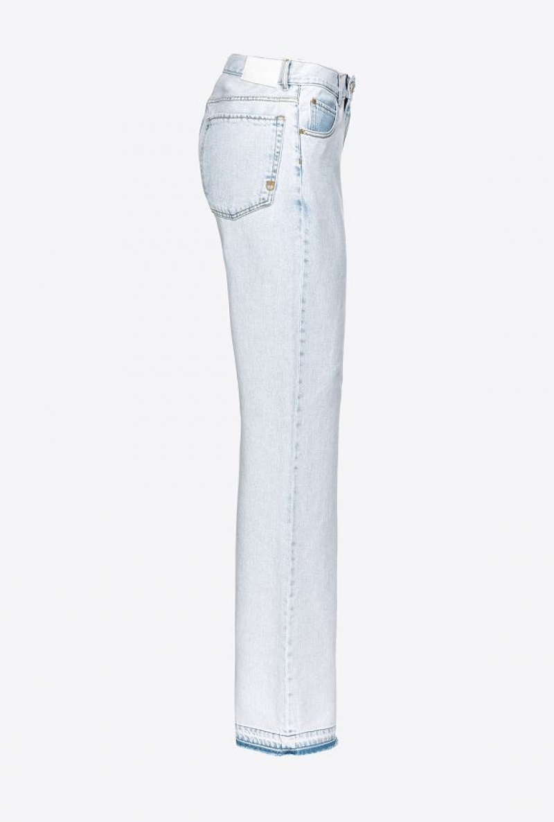 Pinko Wide-leg Light Denim Jeans MOONWASH WASH | SN-PKO33991