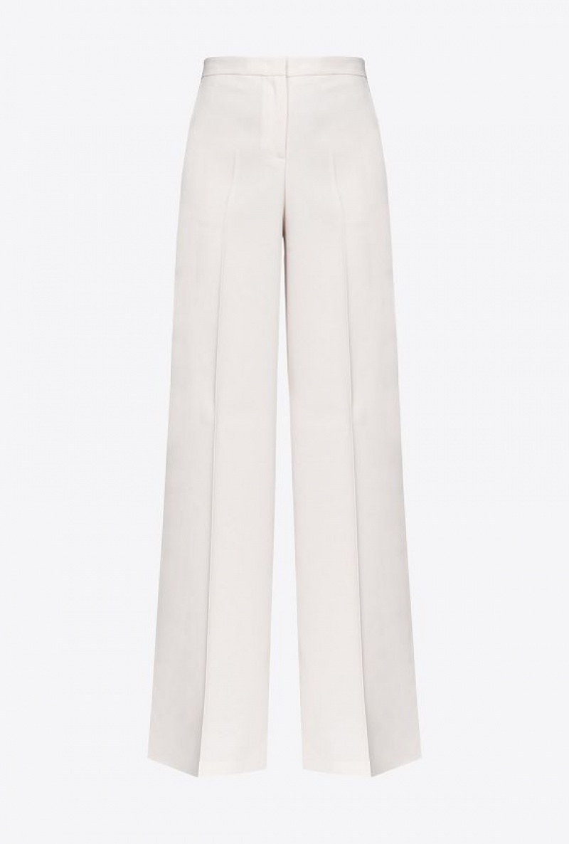 Pinko Wide-leg Stretch Trousers PASTEL PARCHMENT | SN-PKO33890