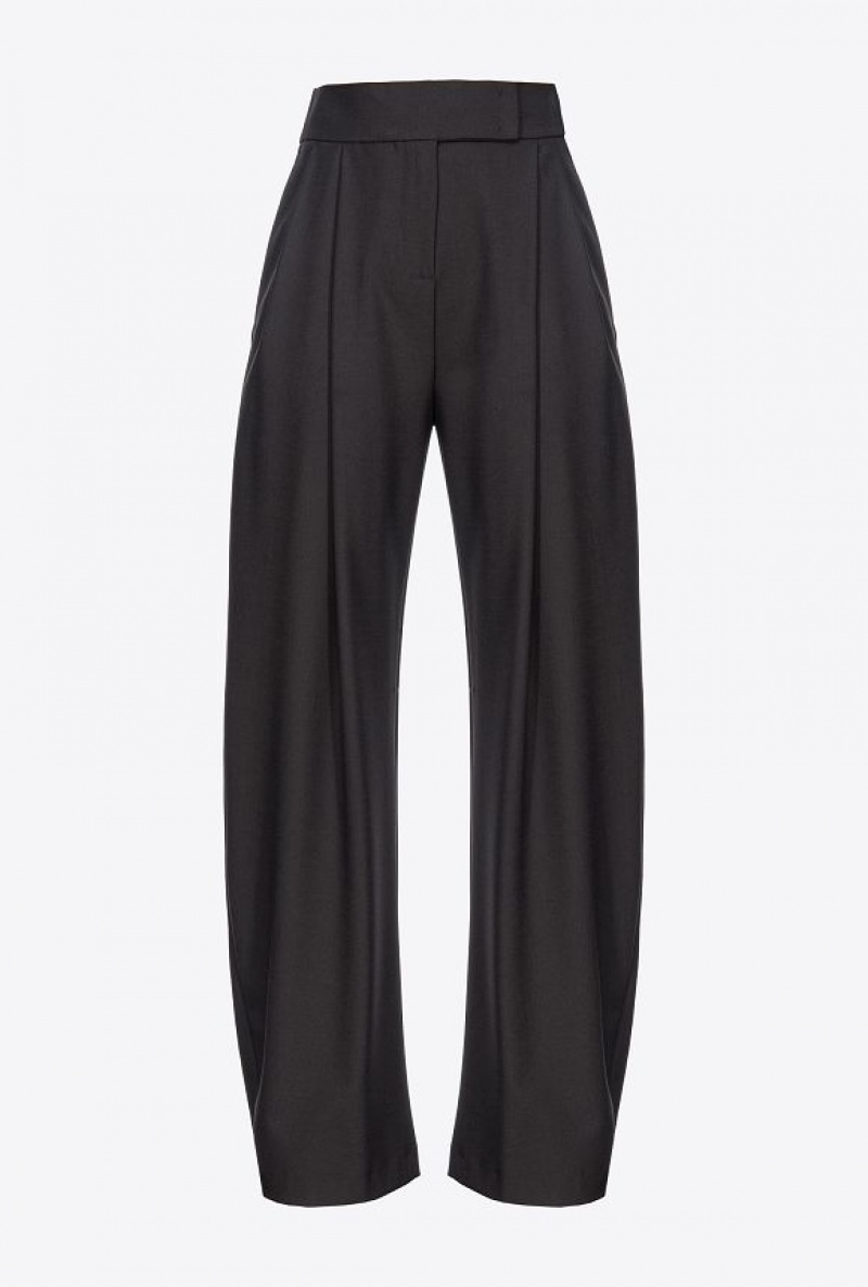 Pinko Wide-leg Trousers With Darts LIMO BLACK | SN-PKO33791