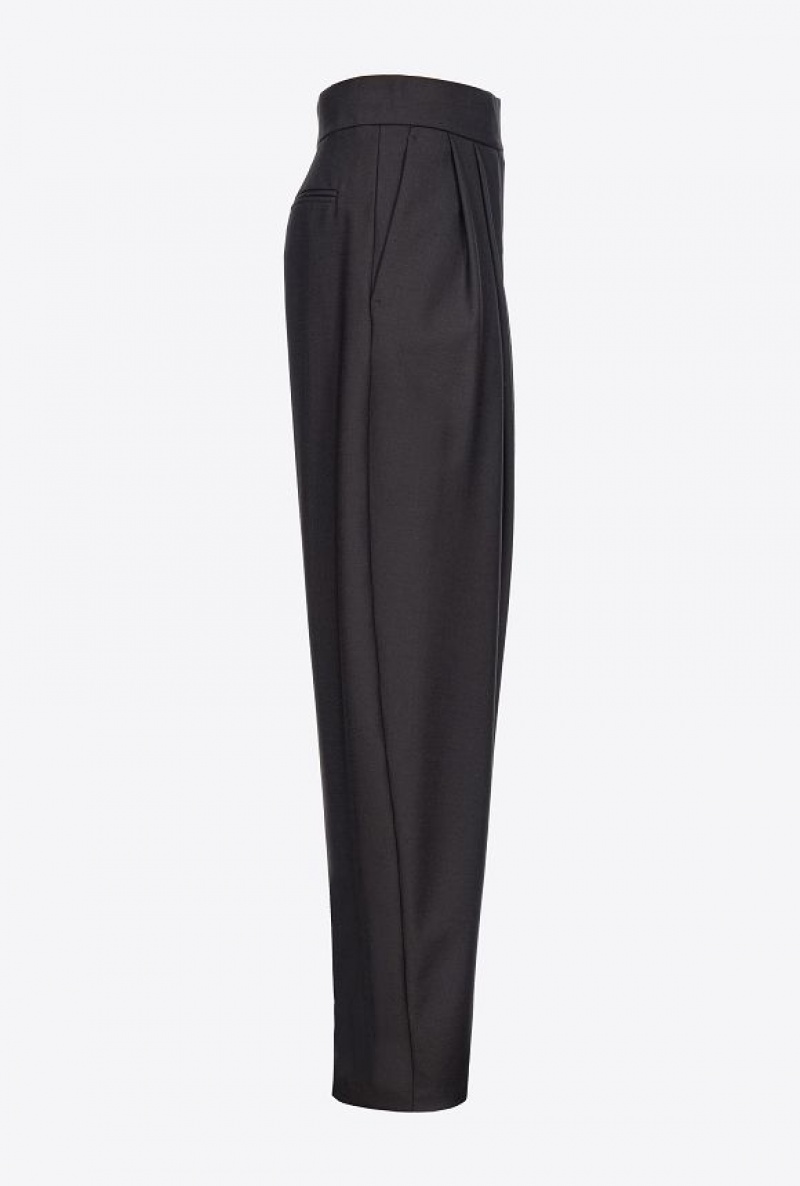 Pinko Wide-leg Trousers With Darts LIMO BLACK | SN-PKO33791