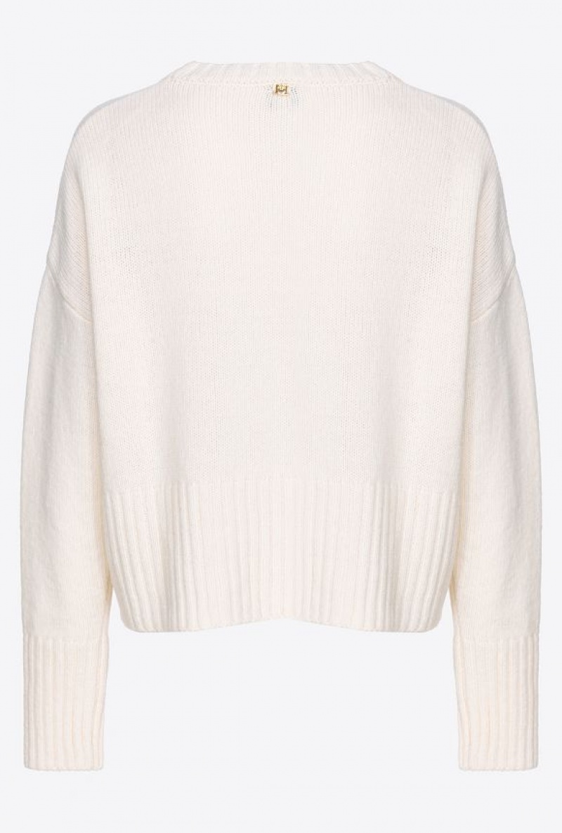 Pinko Wool And Cashmere Sweater VANILLA ICE-CREAM WHITE | SN-PKO33438