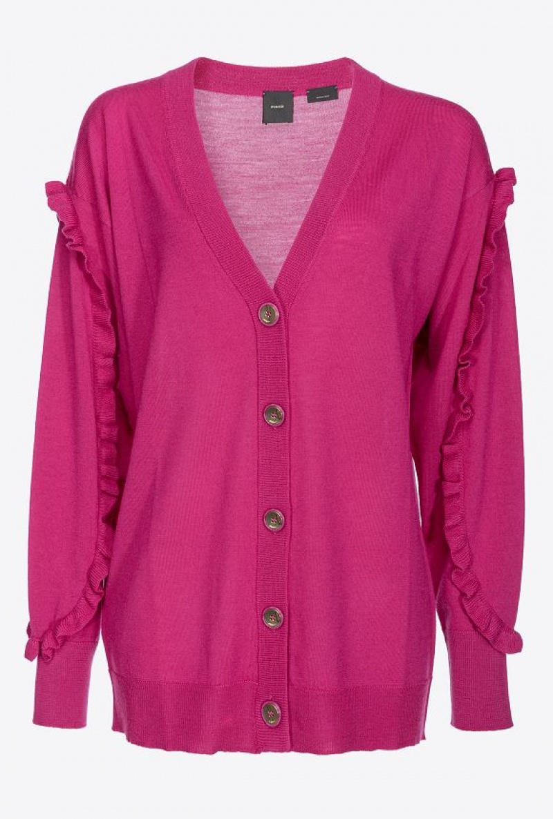 Pinko Wool Cardigan With Ruching BOUGAINVILLEA PURPLE | SN-PKO33494