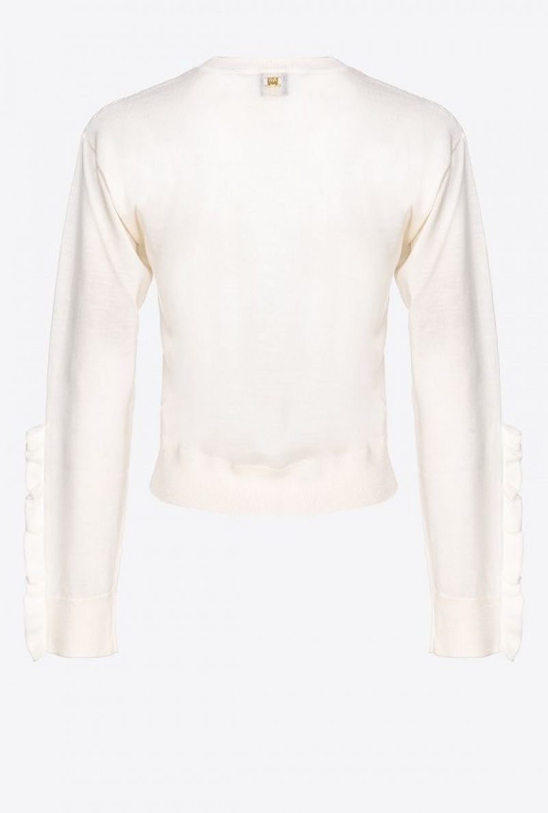 Pinko Wool Pullover With Ruching MILK WHITE | SN-PKO33483