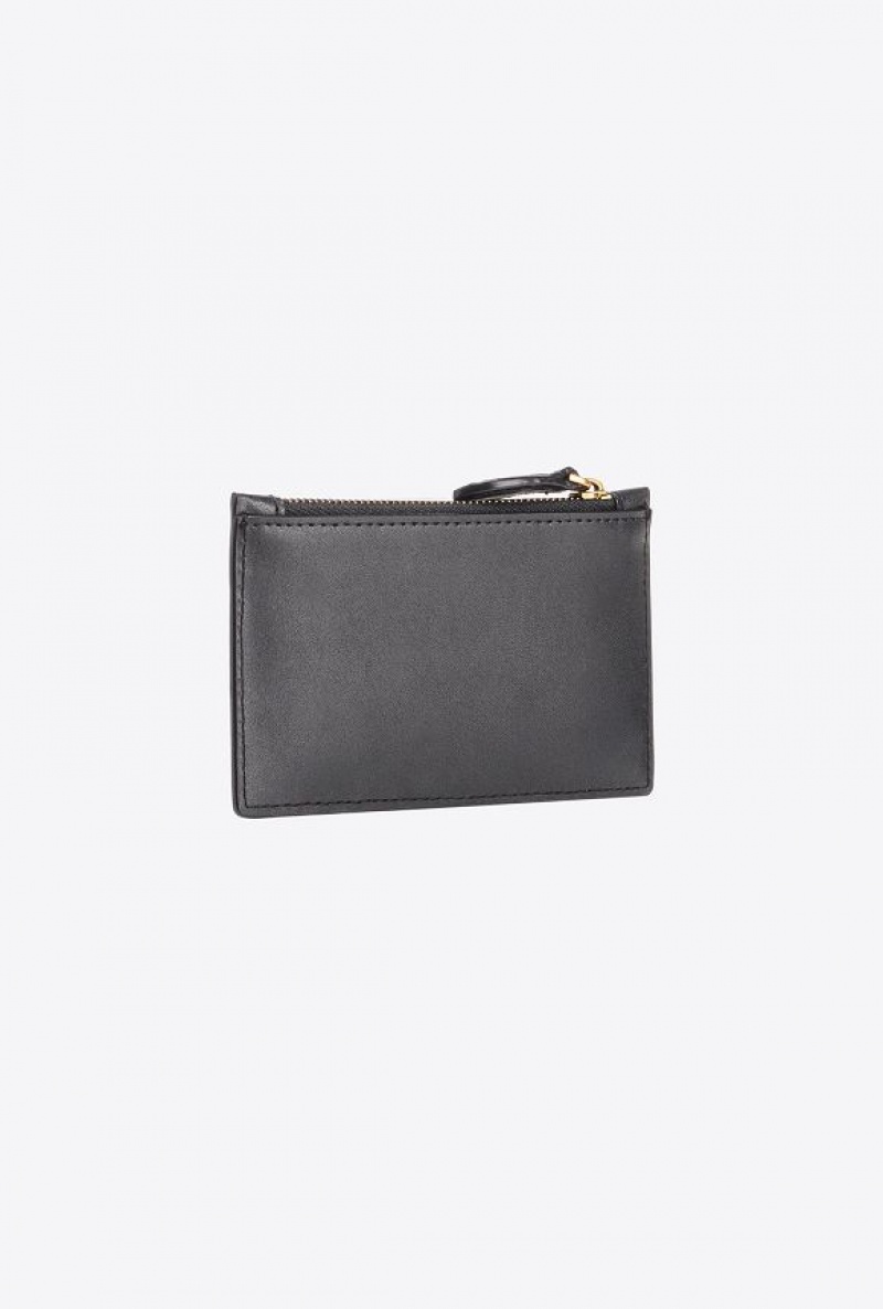 Pinko Zipped Card Holder BLACK-ANTIQUE GOLD | SN-PKO34274