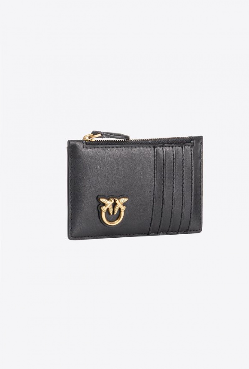 Pinko Zipped Card Holder BLACK-ANTIQUE GOLD | SN-PKO34274