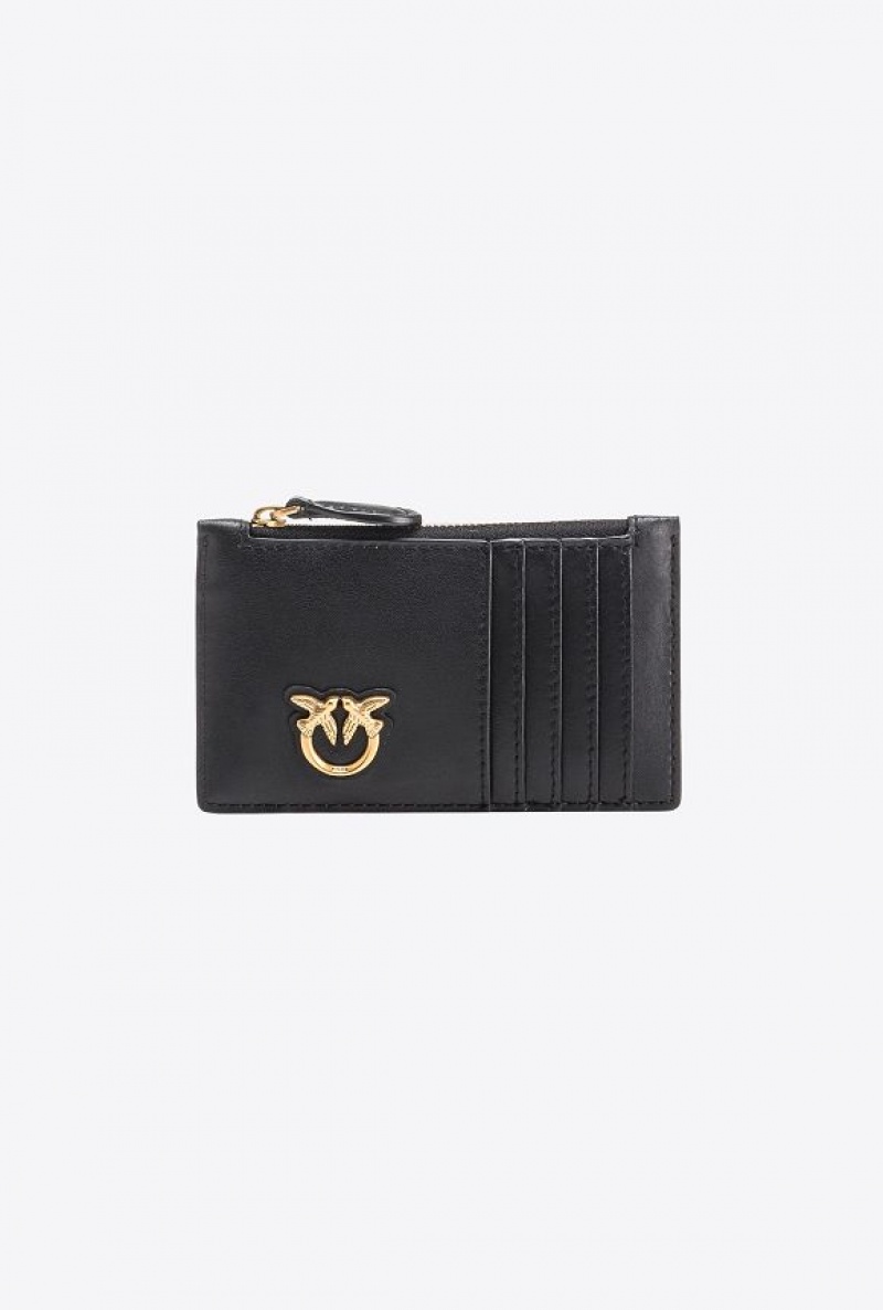 Pinko Zipped Card Holder BLACK-ANTIQUE GOLD | SN-PKO34274