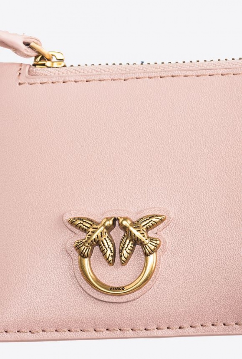 Pinko Zipped Card Holder PINK/DUSTY PINK-ANTIQUE GOLD | SN-PKO34308